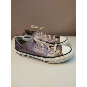 Converse All Star Low Top Purple Glitter Sneakers, Youth Size 4/Women's 6.5